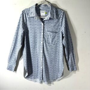 2/$35 Lysse blue gingham check long sleeve button blouse tunic